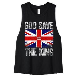 God Save The King Charles Iii. Uk Flag Top King Charles Women's Racerback Cropped Tank