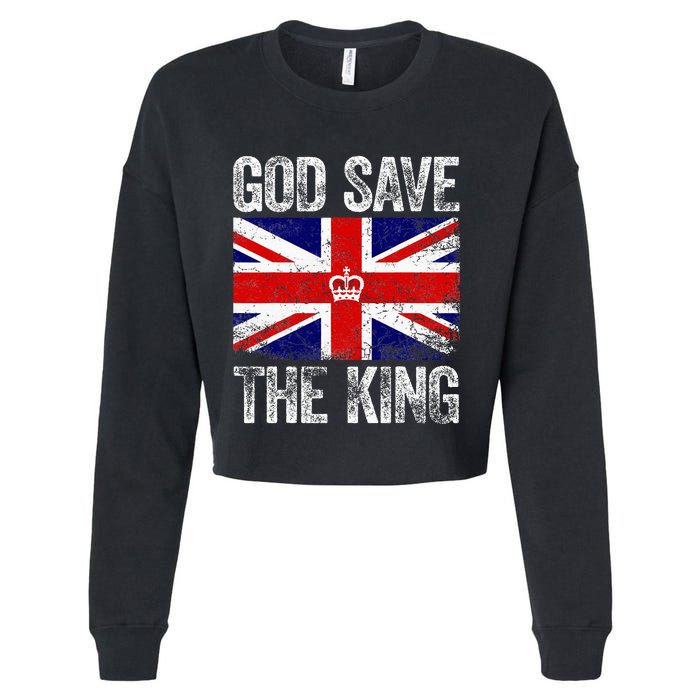 God Save The King Charles Iii. Uk Flag Top King Charles Cropped Pullover Crew