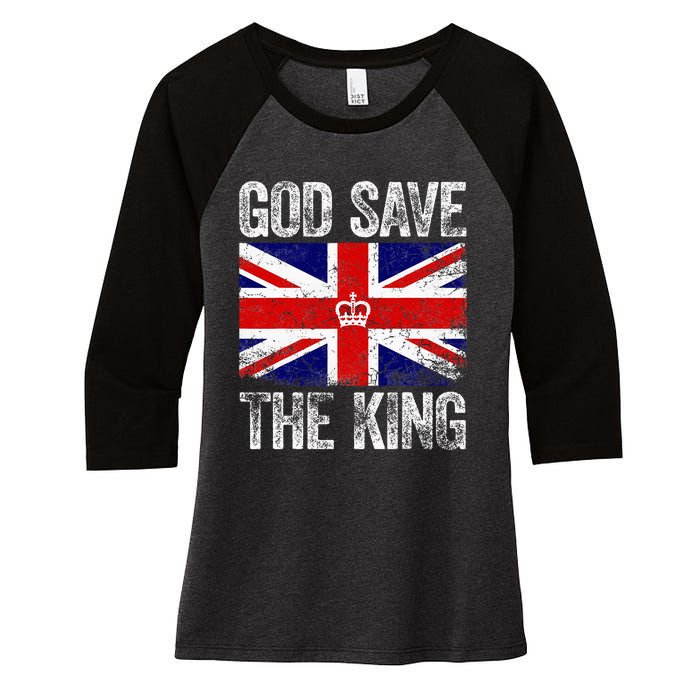 God Save The King Charles Iii. Uk Flag Top King Charles Women's Tri-Blend 3/4-Sleeve Raglan Shirt