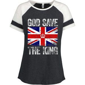 God Save The King Charles Iii. Uk Flag Top King Charles Enza Ladies Jersey Colorblock Tee