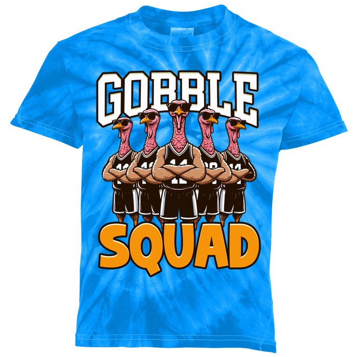 Gobble Squad Turkey Thanksgiving Team Great Gift Kids Tie-Dye T-Shirt