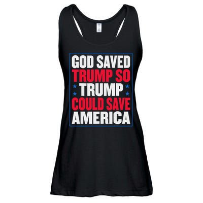 God Saved Trump So Trump Could Save America Ladies Essential Flowy Tank