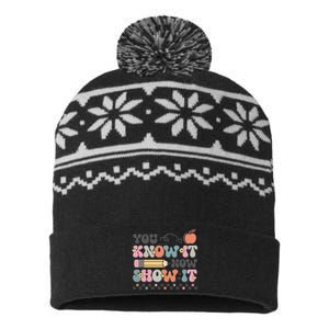 Groovy State Testing Day Teacher You Know It Now Show It Gift USA-Made Snowflake Beanie