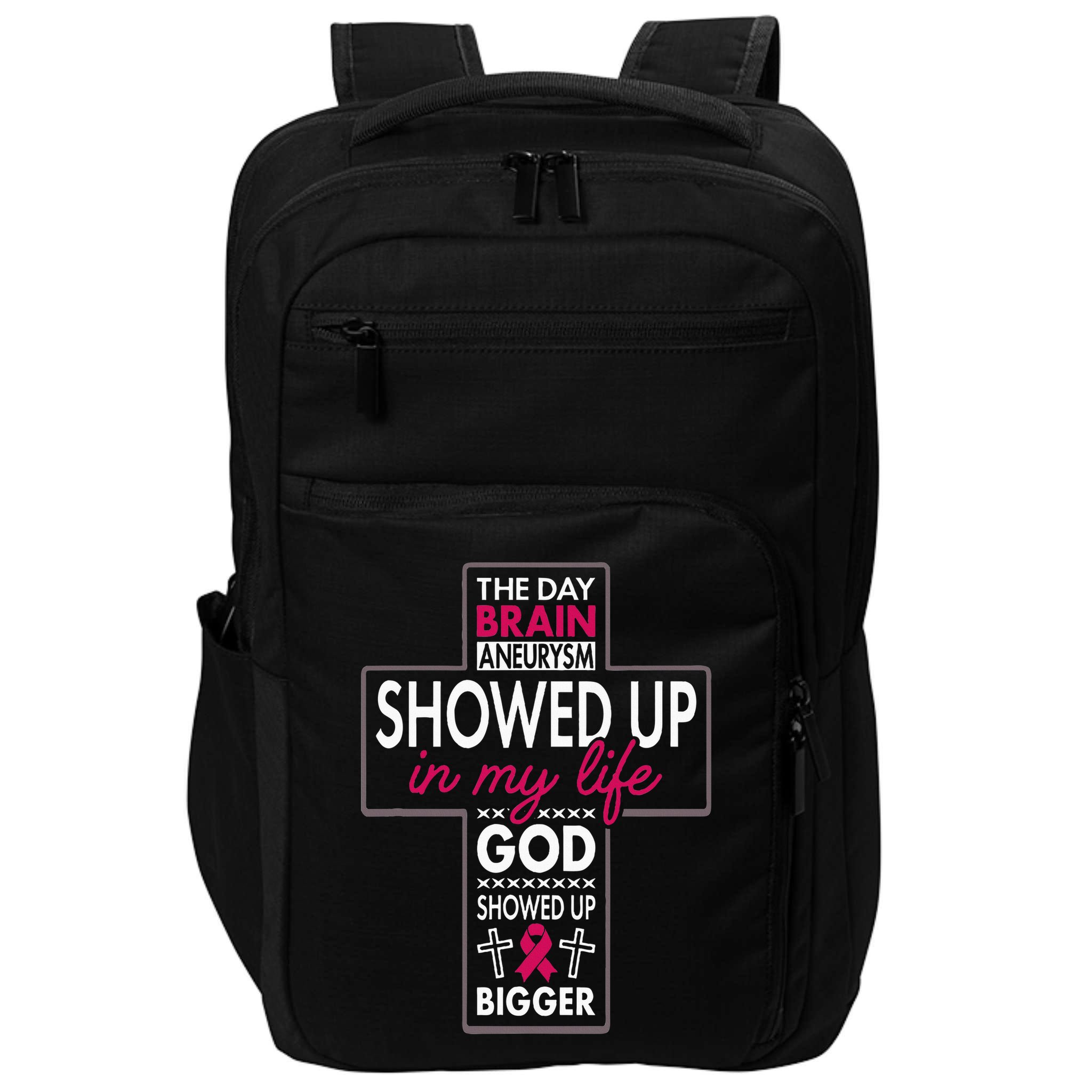 God Showed Up Brain Aneurysm Awareness Burgundy Aortic Impact Tech Backpack