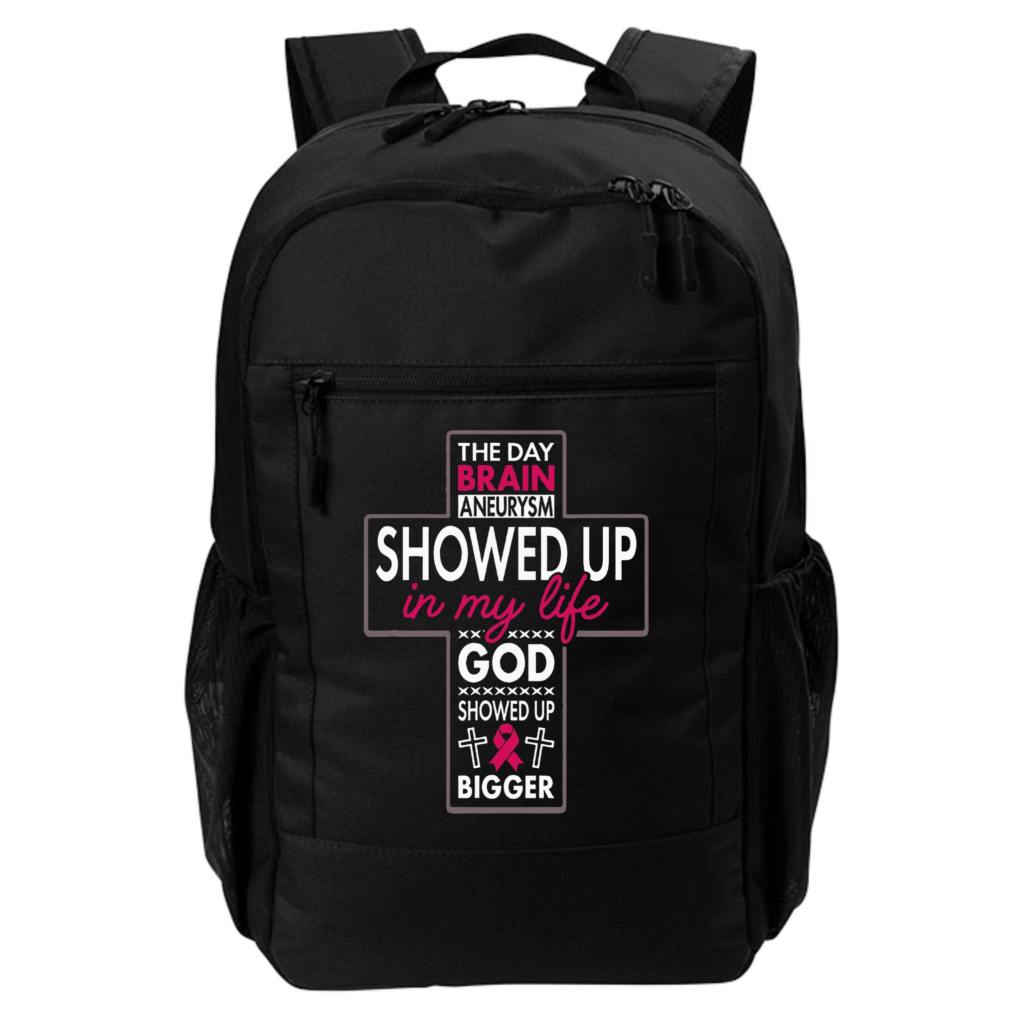 God Showed Up Brain Aneurysm Awareness Burgundy Aortic Backpack
