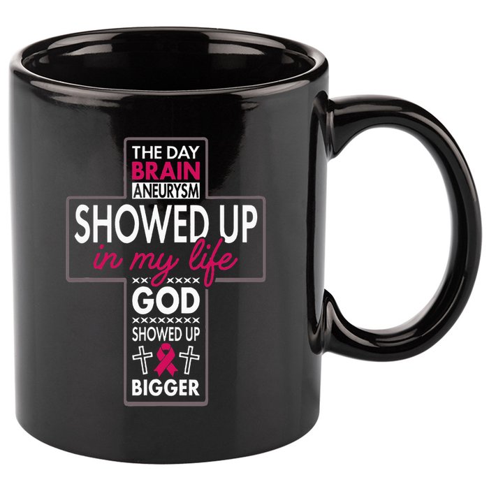 God Showed Up Brain Aneurysm Awareness Burgundy Aortic 11oz C Handle Ceramic Mug