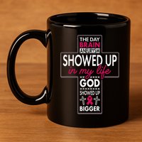 God Showed Up Brain Aneurysm Awareness Burgundy Aortic 11oz C Handle Ceramic Mug