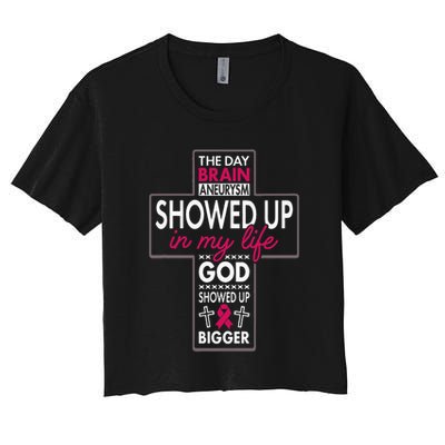 God Showed Up Brain Aneurysm Awareness Burgundy Aortic Crop Top