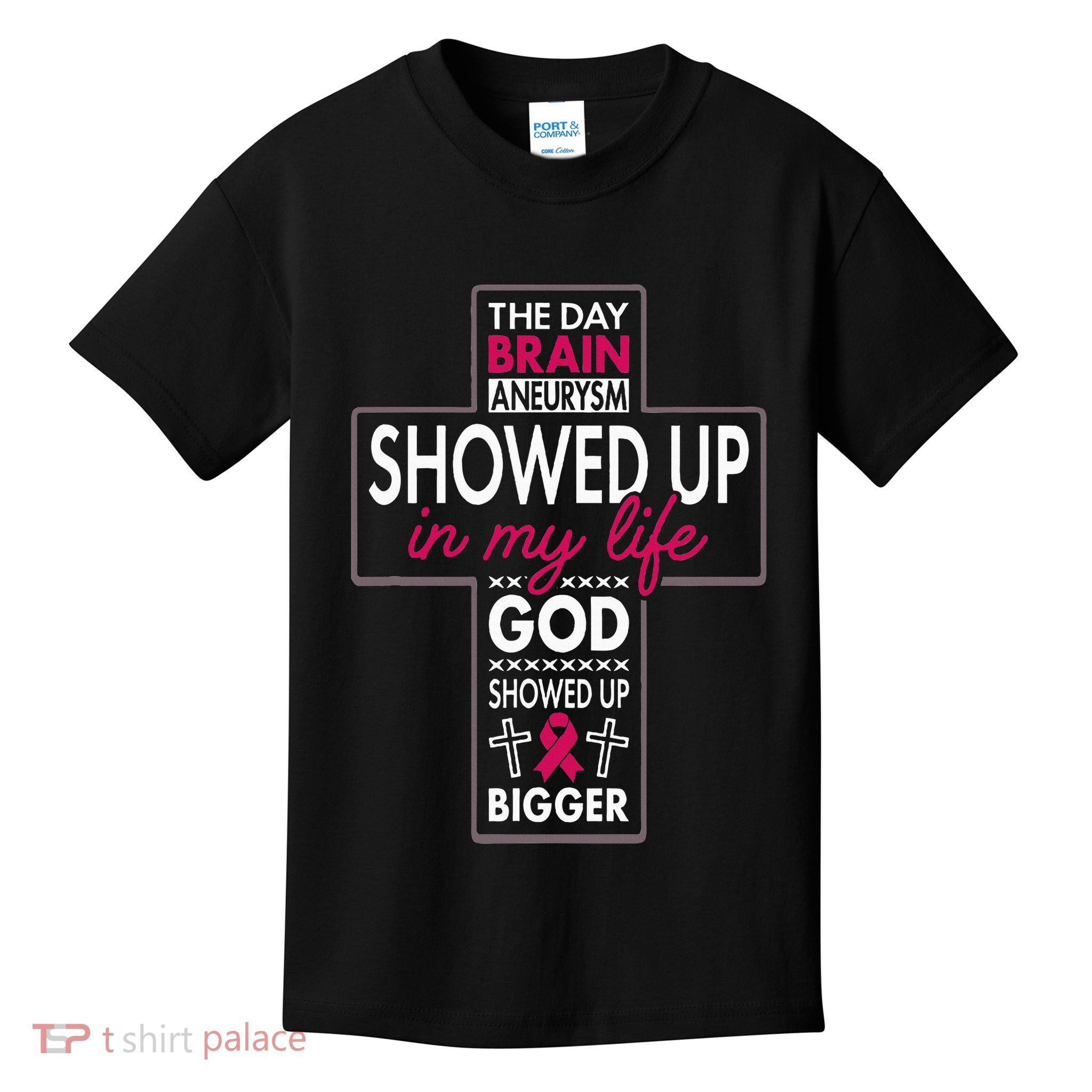 God Showed Up Brain Aneurysm Awareness Burgundy Aortic Kids T-Shirt