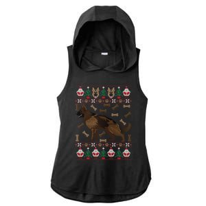 Ger Shepherd Ugly Christmas Holiday Dog Lover Xmas Gift Ladies PosiCharge Tri-Blend Wicking Draft Hoodie Tank