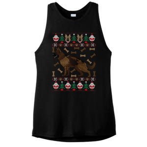 Ger Shepherd Ugly Christmas Holiday Dog Lover Xmas Gift Ladies PosiCharge Tri-Blend Wicking Tank