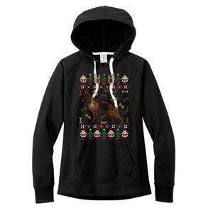 Ger Shepherd Ugly Christmas Holiday Dog Lover Xmas Gift Women's Fleece Hoodie