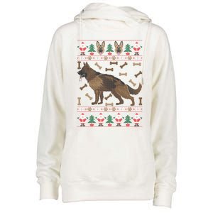 Ger Shepherd Ugly Christmas Holiday Dog Lover Xmas Gift Womens Funnel Neck Pullover Hood