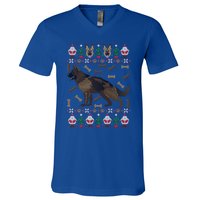 Ger Shepherd Ugly Christmas Holiday Dog Lover Xmas Gift V-Neck T-Shirt