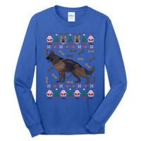 Ger Shepherd Ugly Christmas Holiday Dog Lover Xmas Gift Tall Long Sleeve T-Shirt