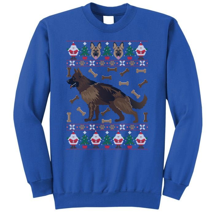 Ger Shepherd Ugly Christmas Holiday Dog Lover Xmas Gift Tall Sweatshirt