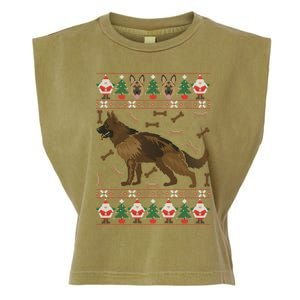 Ger Shepherd Ugly Christmas Holiday Dog Lover Xmas Gift Garment-Dyed Women's Muscle Tee