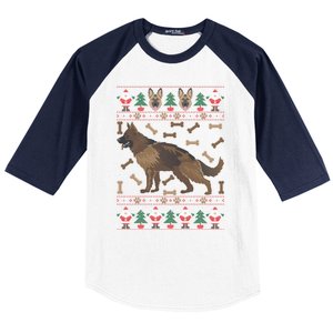 Ger Shepherd Ugly Christmas Holiday Dog Lover Xmas Gift Baseball Sleeve Shirt