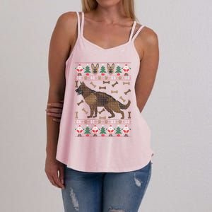 Ger Shepherd Ugly Christmas Holiday Dog Lover Xmas Gift Women's Strappy Tank