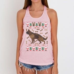 Ger Shepherd Ugly Christmas Holiday Dog Lover Xmas Gift Women's Knotted Racerback Tank