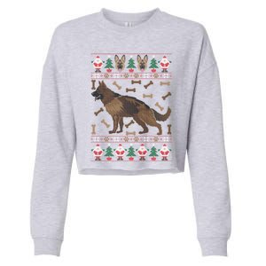 Ger Shepherd Ugly Christmas Holiday Dog Lover Xmas Gift Cropped Pullover Crew