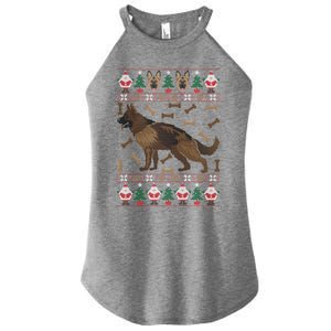 Ger Shepherd Ugly Christmas Holiday Dog Lover Xmas Gift Women's Perfect Tri Rocker Tank