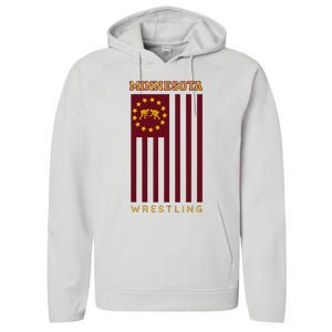 Gopher State Usa Flag Freestyle Wrestler Minnesota Performance Fleece Hoodie