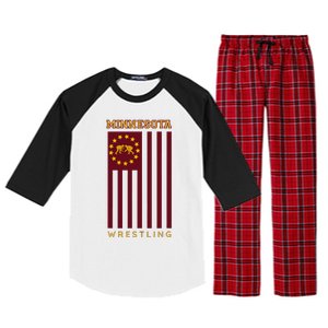 Gopher State Usa Flag Freestyle Wrestler Minnesota Raglan Sleeve Pajama Set