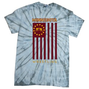 Gopher State Usa Flag Freestyle Wrestler Minnesota Tie-Dye T-Shirt