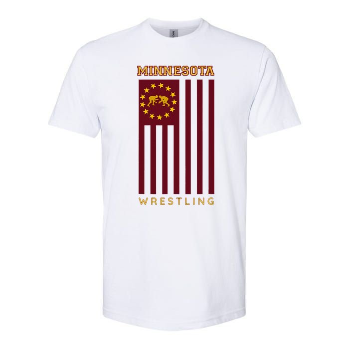 Gopher State Usa Flag Freestyle Wrestler Minnesota Softstyle CVC T-Shirt