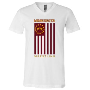 Gopher State Usa Flag Freestyle Wrestler Minnesota V-Neck T-Shirt