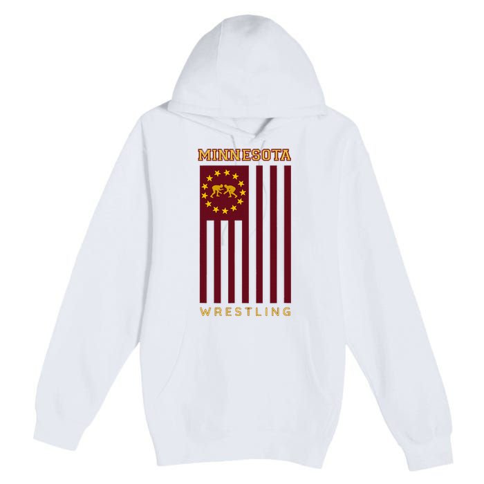 Gopher State Usa Flag Freestyle Wrestler Minnesota Premium Pullover Hoodie