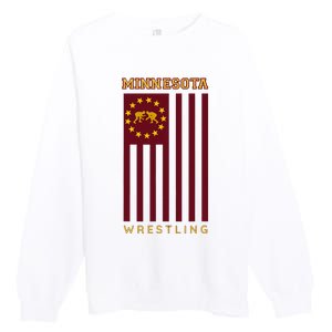 Gopher State Usa Flag Freestyle Wrestler Minnesota Premium Crewneck Sweatshirt