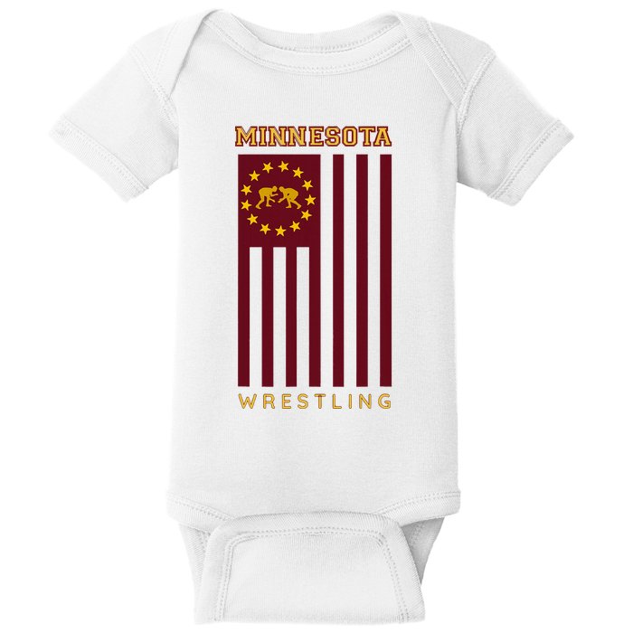 Gopher State Usa Flag Freestyle Wrestler Minnesota Baby Bodysuit