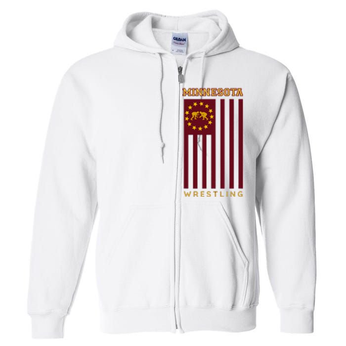 Gopher State Usa Flag Freestyle Wrestler Minnesota Full Zip Hoodie