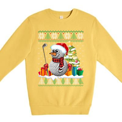 Golf Snow Ugly Christmas Sweater Sport Ball Xmas Funny Gift Premium Crewneck Sweatshirt