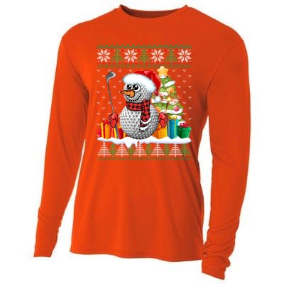 Golf Snow Ugly Christmas Sweater Sport Ball Xmas Funny Gift Cooling Performance Long Sleeve Crew