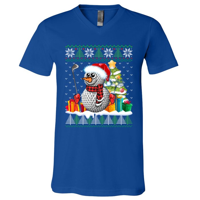 Golf Snow Ugly Christmas Sweater Sport Ball Xmas Funny Gift V-Neck T-Shirt