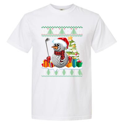 Golf Snow Ugly Christmas Sweater Sport Ball Xmas Funny Gift Garment-Dyed Heavyweight T-Shirt