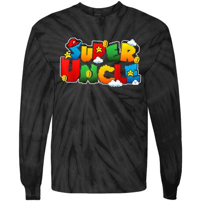 Gamer Super Uncle Funny Father Day Gifts For Uncle Tie-Dye Long Sleeve Shirt