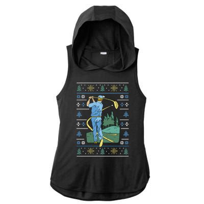 Golf Sport Ugly Christmas Sweater Ladies PosiCharge Tri-Blend Wicking Draft Hoodie Tank