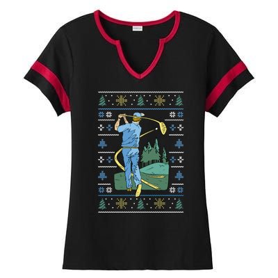 Golf Sport Ugly Christmas Sweater Ladies Halftime Notch Neck Tee