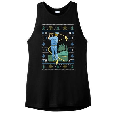 Golf Sport Ugly Christmas Sweater Ladies PosiCharge Tri-Blend Wicking Tank