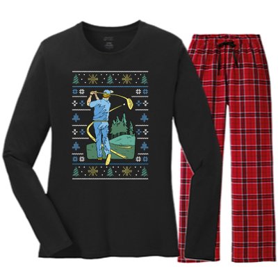 Golf Sport Ugly Christmas Sweater Women's Long Sleeve Flannel Pajama Set 