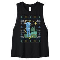 Golf Sport Ugly Christmas Sweater Women's Racerback Cropped Tank