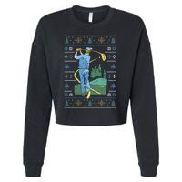 Golf Sport Ugly Christmas Sweater Cropped Pullover Crew