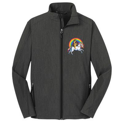 German Shepherd Unicorn Space Galaxy Rainbow Core Soft Shell Jacket