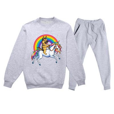 German Shepherd Unicorn Space Galaxy Rainbow Premium Crewneck Sweatsuit Set