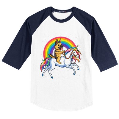 German Shepherd Unicorn Space Galaxy Rainbow Baseball Sleeve Shirt