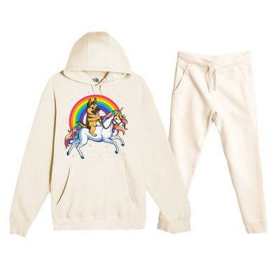 German Shepherd Unicorn Space Galaxy Rainbow Premium Hooded Sweatsuit Set